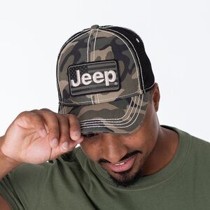 Jeep Camo Flag Trucker Hat Snapback Mesh Cap Adjustable